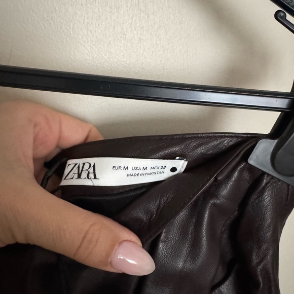 Zara Dark Brown Leather Pencil Skirt - Picture 10 of 13